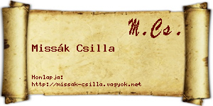 Missák Csilla névjegykártya